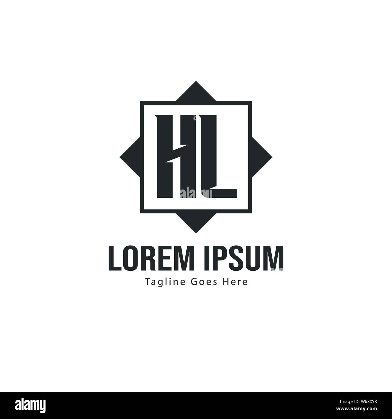 Logo HL initiale modèle avec cadre moderne. Lettre HL minimaliste design logo vector illustration Illustration de Vecteur