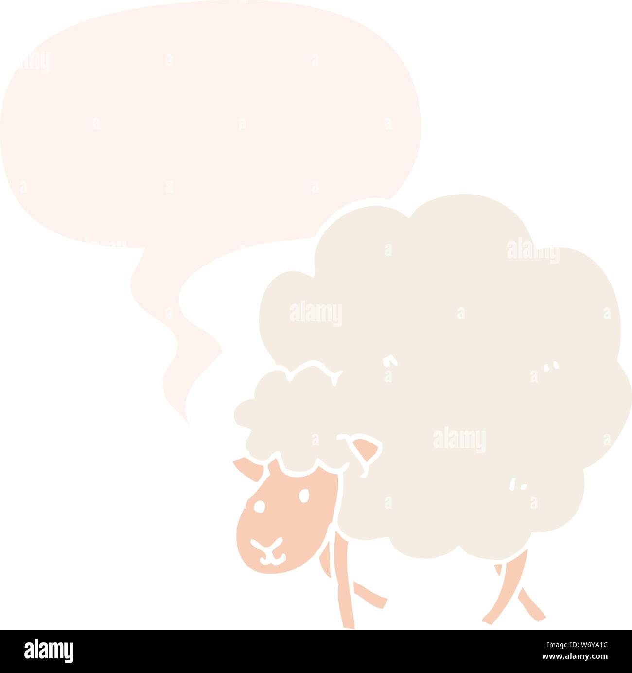 Cartoon mouton avec bulle en style retro Illustration de Vecteur