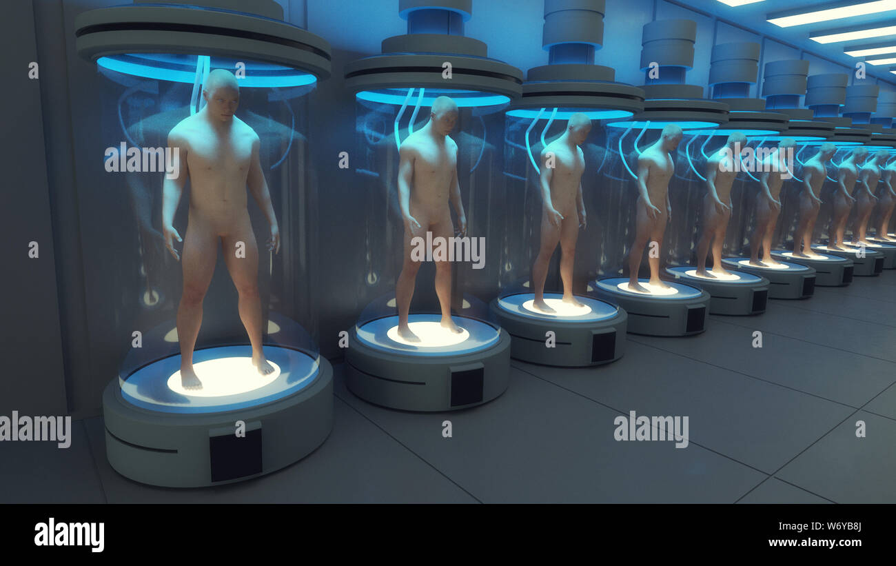 3D render. Silhouettes humanoïdes clonage Banque D'Images