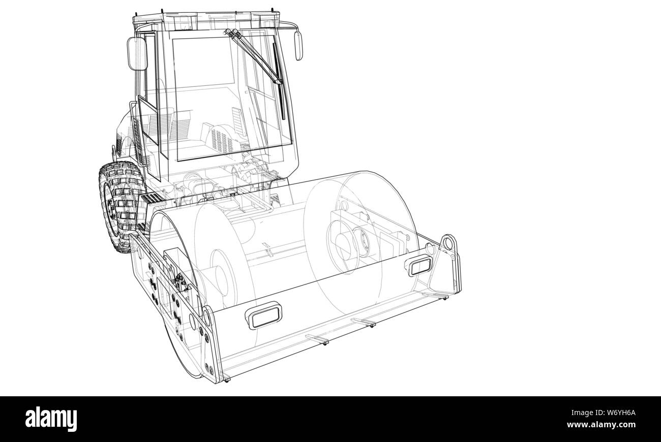 La machine de construction. Compacteur d'asphalte vector Illustration de Vecteur