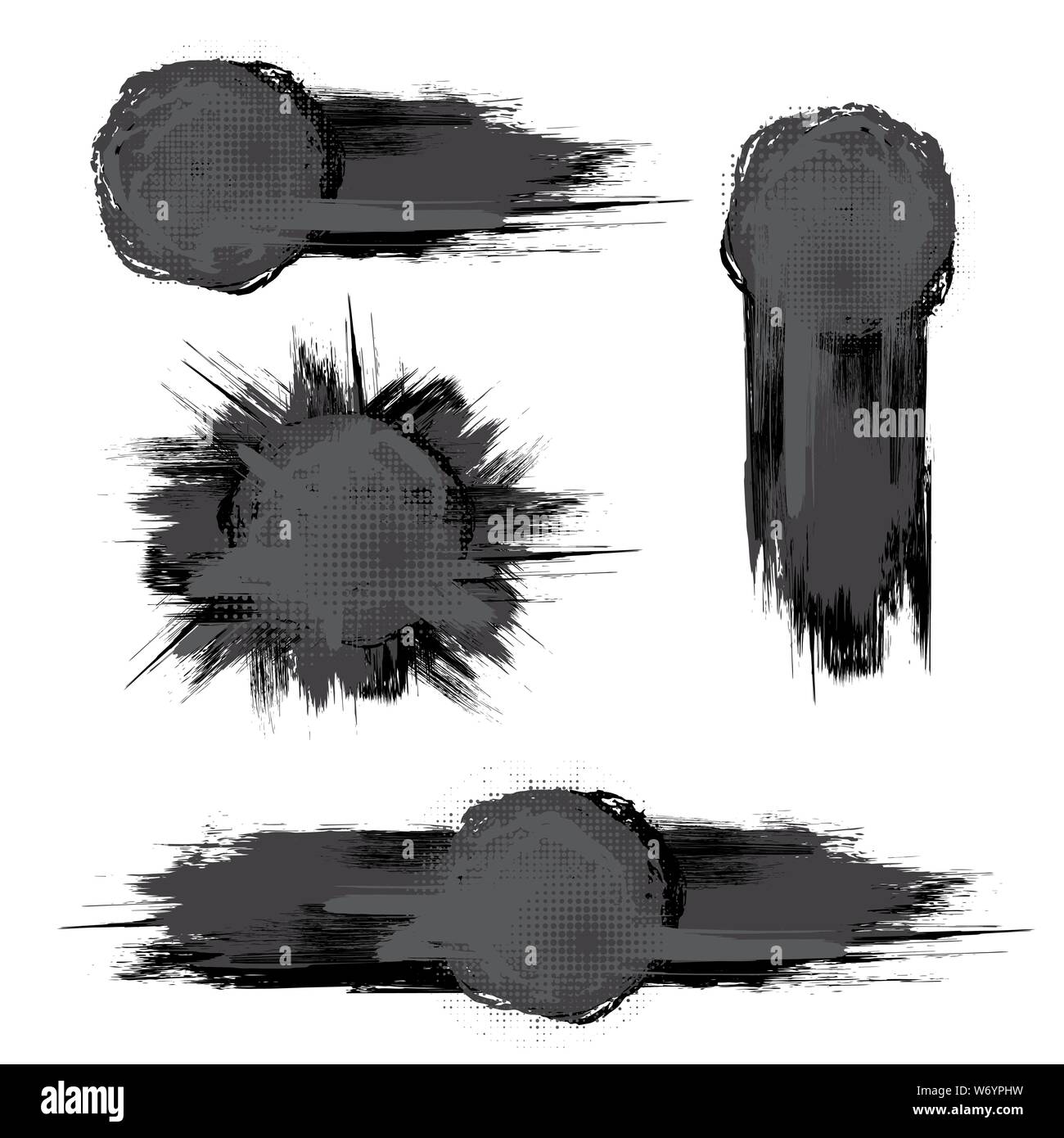 Ensemble de différents cadres d'encre noir grunge blots isolé sur fond blanc Illustration de Vecteur