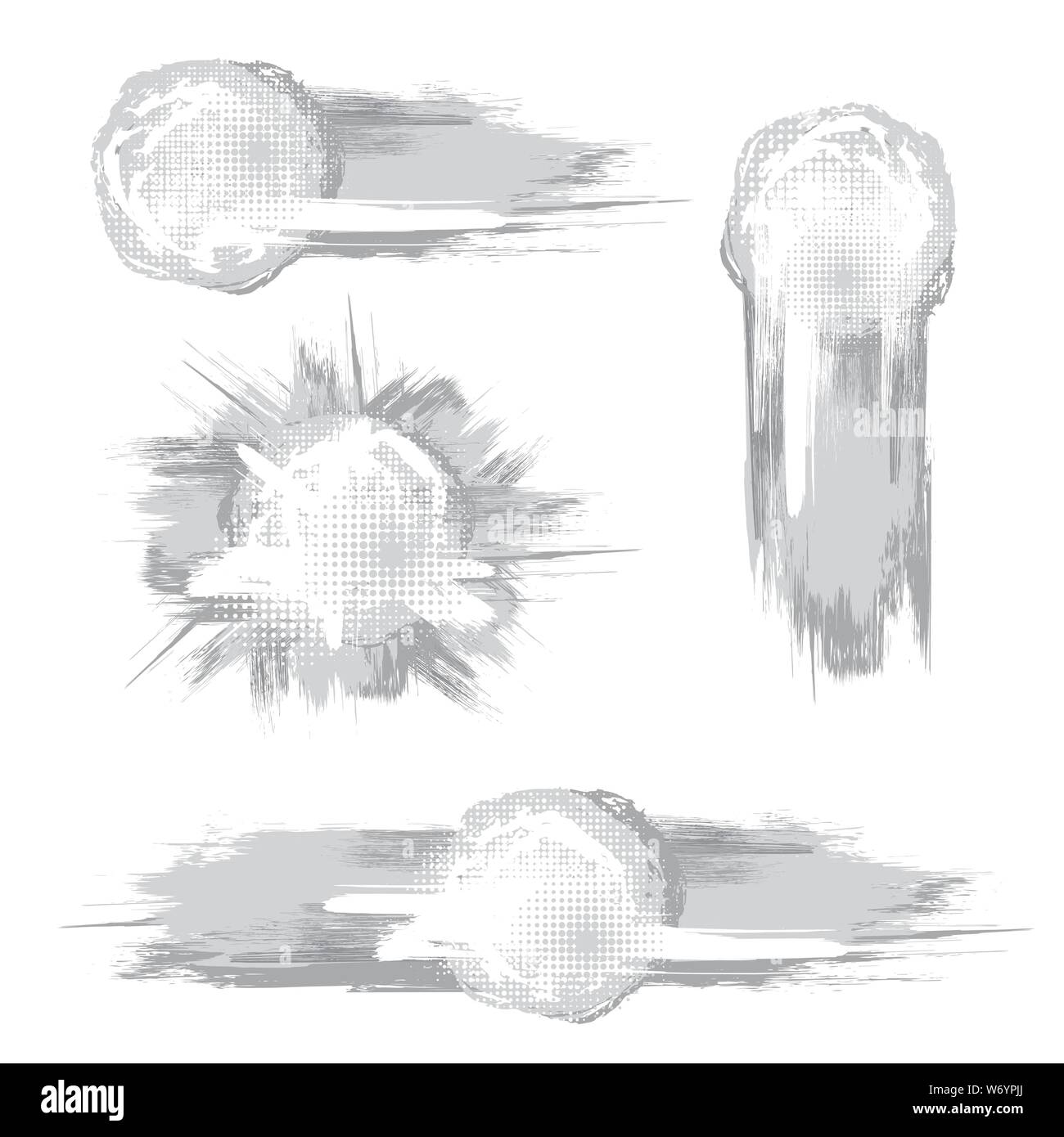 Ensemble de différents groupes d'encre blanche et grise blots frame Illustration de Vecteur