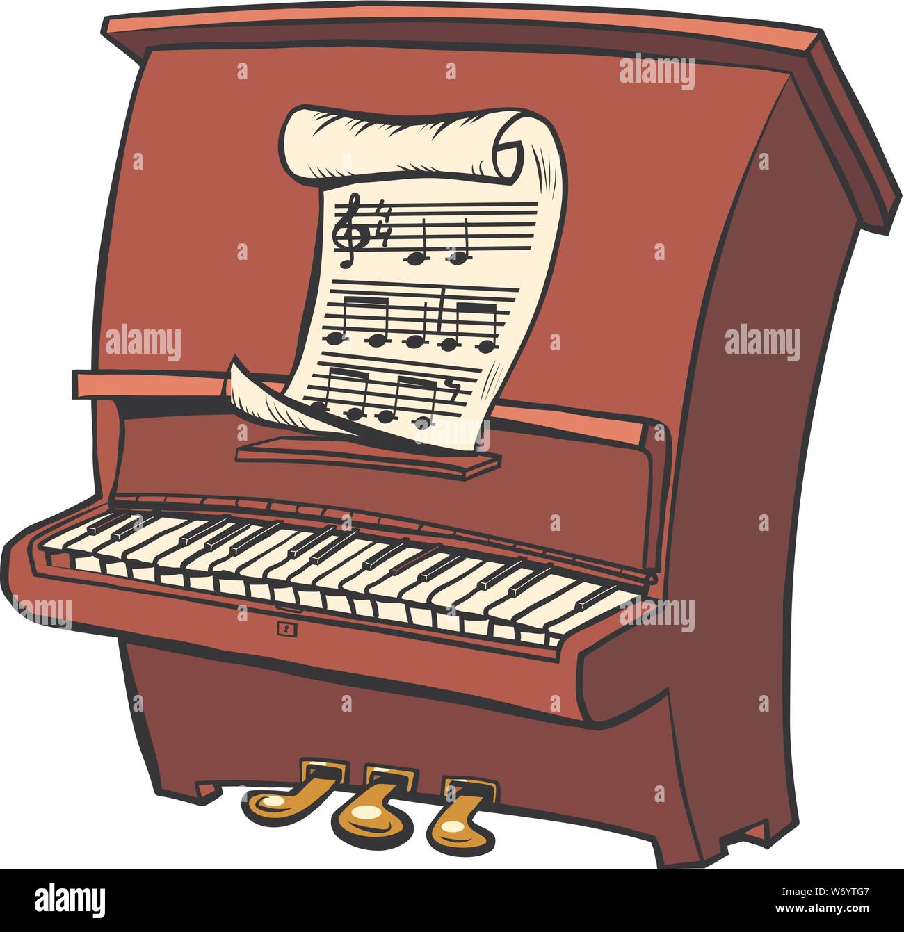 Instrument de musique piano. des partitions de musique. Retro pop art dessin illustration vectorielle Illustration de Vecteur