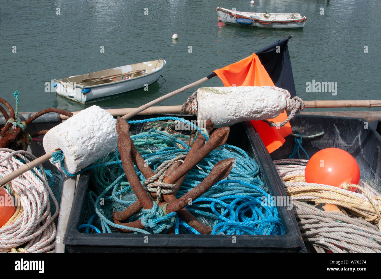 Les cordes et les ancres de bateau, Lyme Regis Banque D'Images