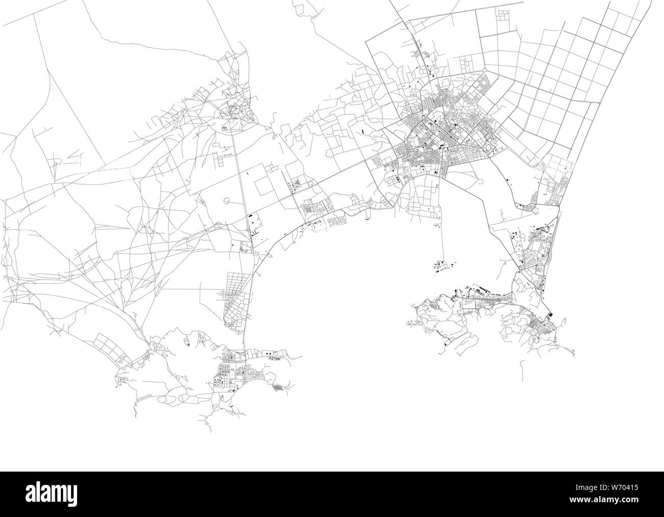 Carte Satellite d'Aden, c'est une ville portuaire du Yémen, situé à l'est par l'approche de la Mer Rouge. Carte des rues et bâtiments du centre-ville Illustration de Vecteur