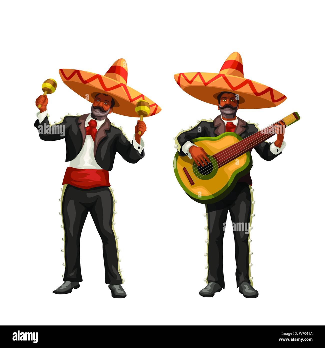 Mariachi avec guitare et les maracas Illustration de Vecteur