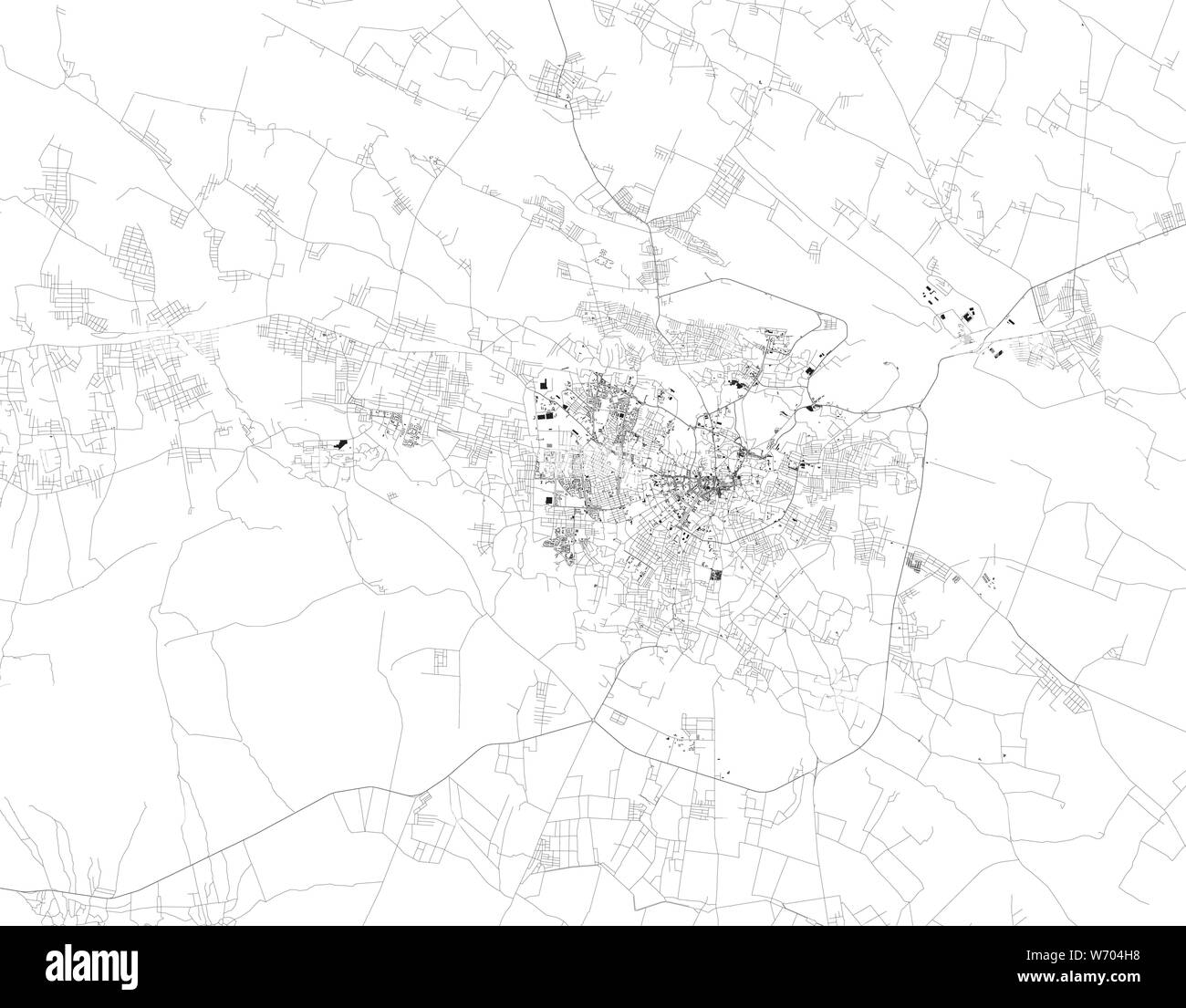 Carte Satellite de Samarkand, sinon Samarqand, c'est une ville dans le sud-est de l'Ouzbékistan. Carte des rues et bâtiments du centre-ville Illustration de Vecteur