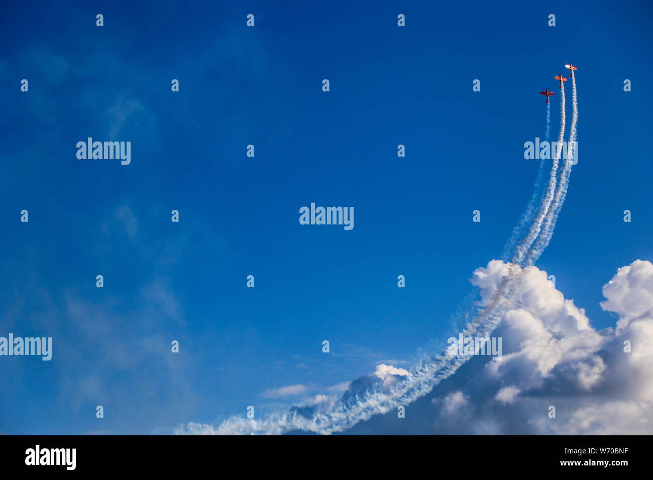 Gizycko, Pologne. 3e août 2019. Au cours de l'avions 2019 Mazurie Air Show à Gizycko, Pologne, le 3 août 2019. Le spectacle aérien a donné le coup d'ici samedi. Crédit : Chen Xu/Xinhua/Alamy Live News Banque D'Images