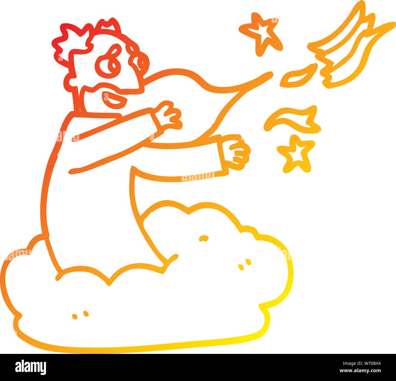 Ligne de gradient chaud dessin d'une caricature de l'univers de la création de Dieu Illustration de Vecteur