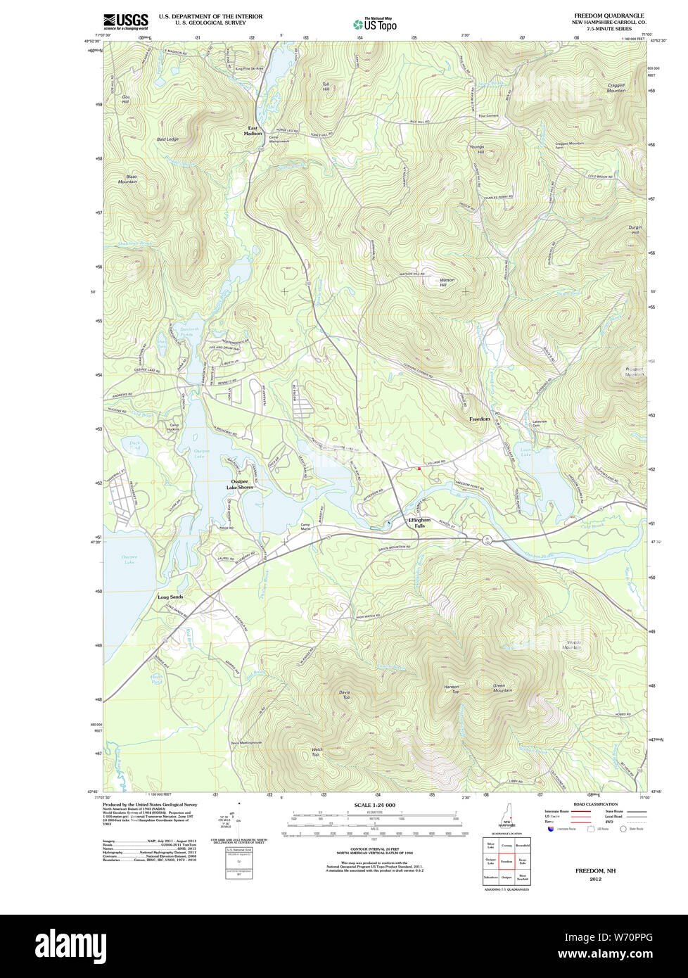 Carte TOPO USGS New Hampshire NH Liberté 20120508 Restauration TM Banque D'Images