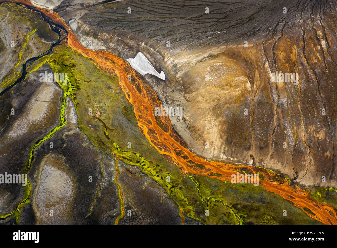 Vue aérienne sur l'incroyable de couleurs. Raudufossakvisl Banque D'Images