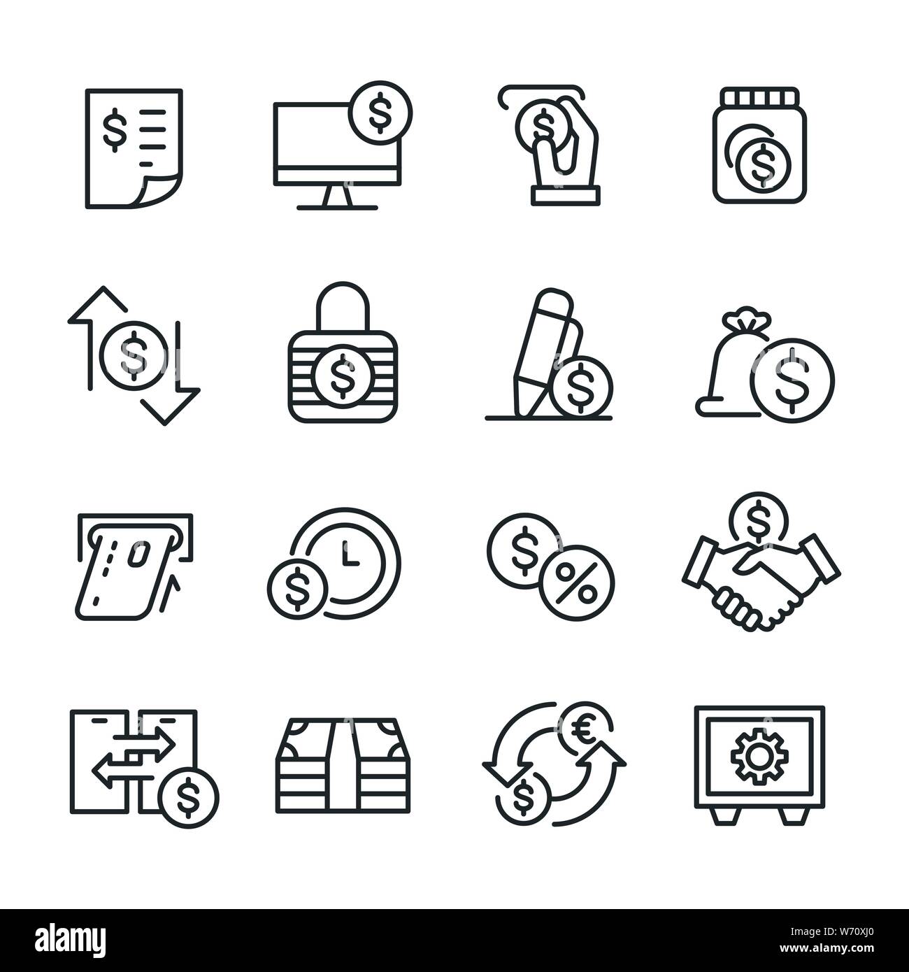 Vector icons set de voyage et de l'argent. Illustration de Vecteur