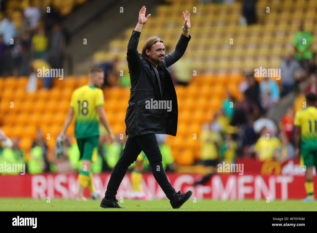 Manager de Norwich City, Daniel Farke - Norwich City v Toulouse, amicale d'avant saison, Carrow Road, Norwich, UK - 3 août 2019 Banque D'Images