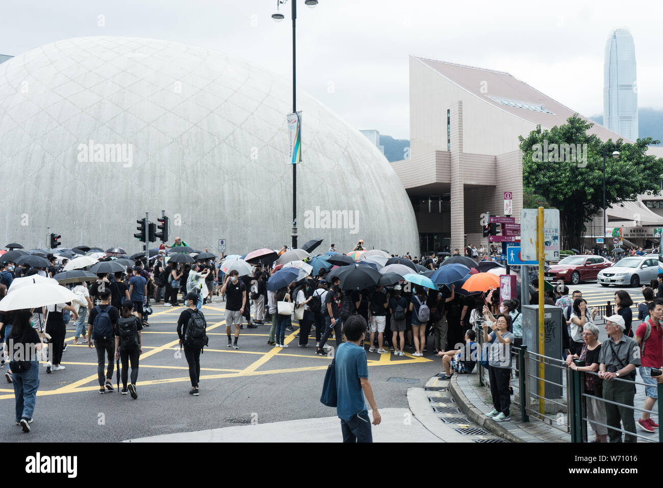 Hong Kong, Tsim Sha Tsui - 7 juillet, 2019 : Des dizaines de milliers de Hong Konger ont défilé dans les rues de Kowloon Hong Kong contre mesure d'extradition. Banque D'Images