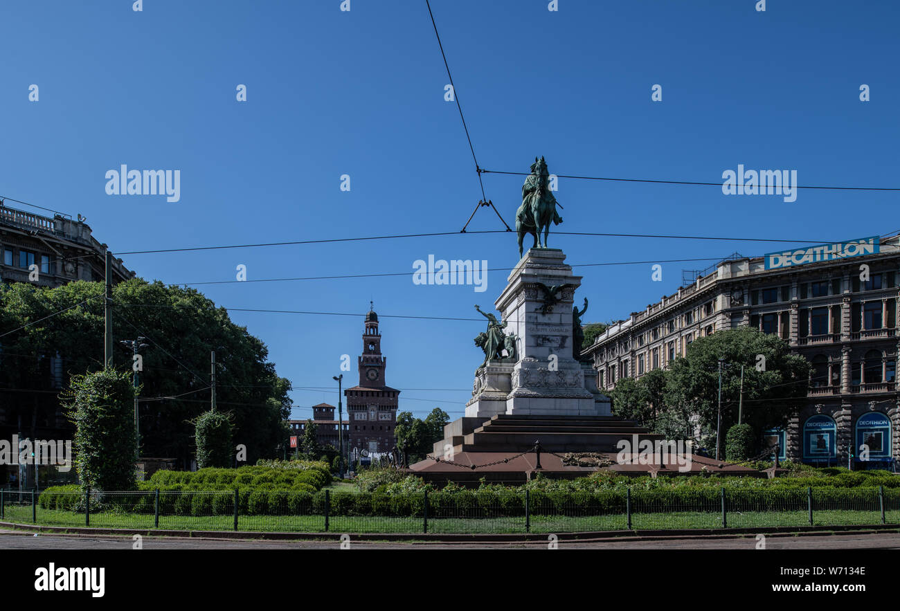 Milan, Italie - 30 juin 2019 : Avis de la Sculpture - Garibaldi Banque D'Images