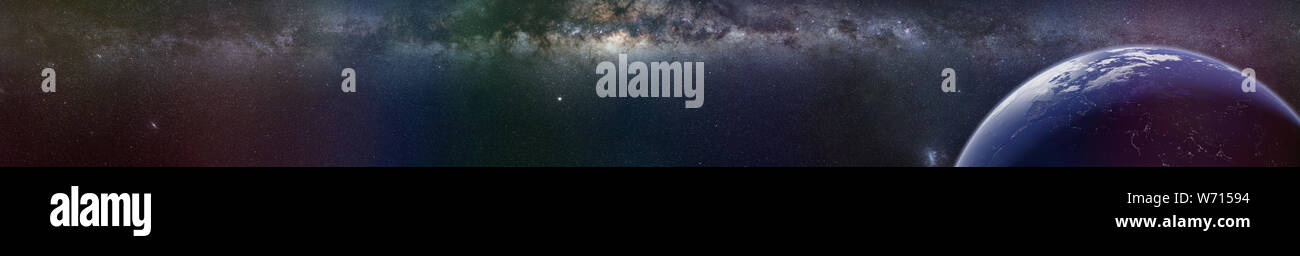 La planète Terre et Voie Lactée Banque D'Images