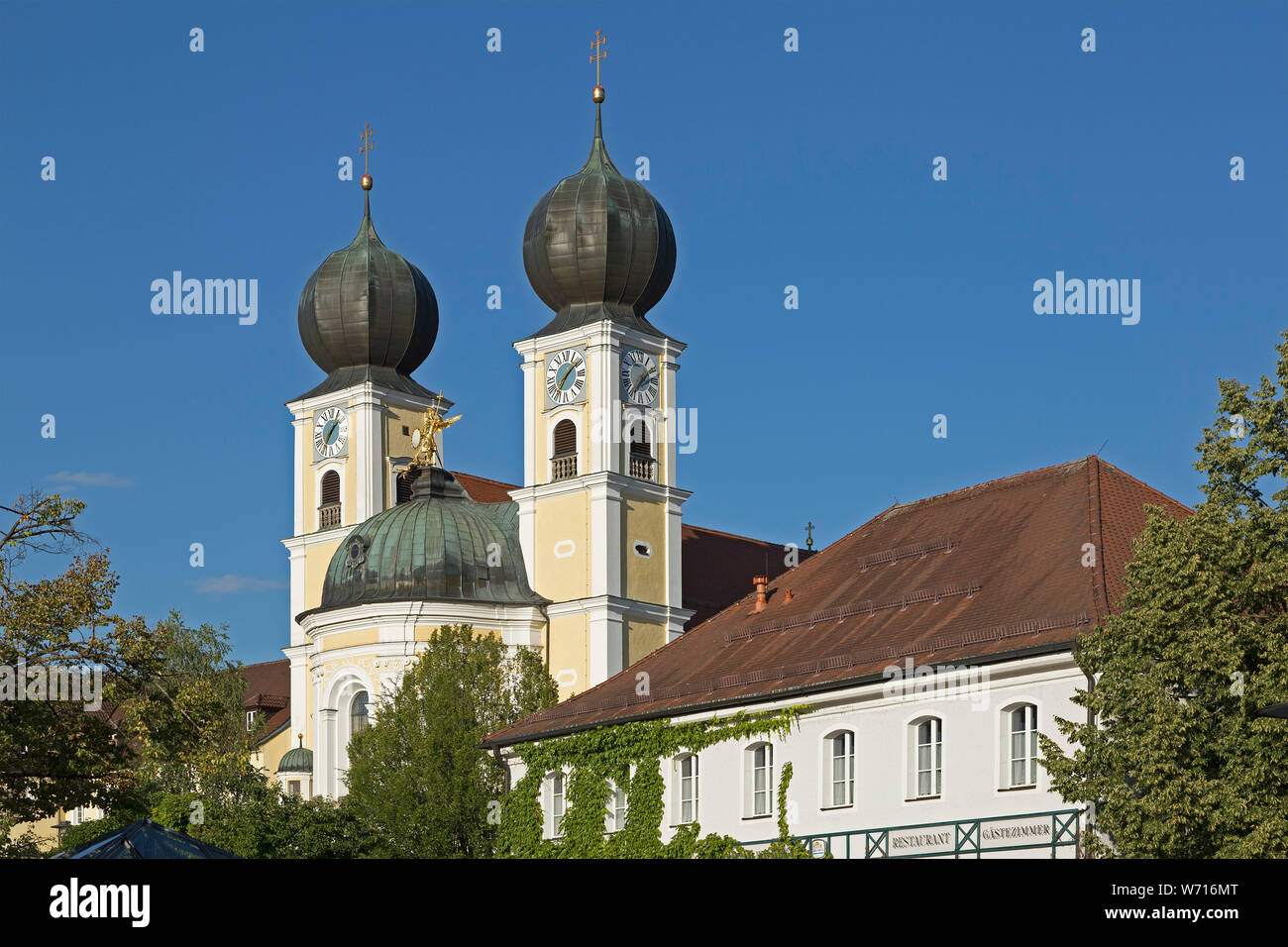 Abbaye bénédictine, Café am Kloster, Metten, forêt de Bavière, Bavière, Allemagne Banque D'Images