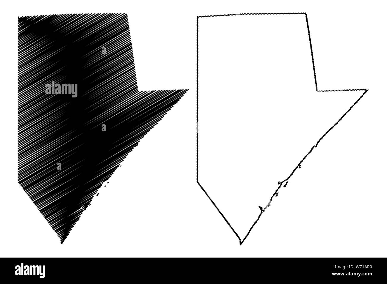 Région du Juba inférieur (République fédérale de Somalie, Corne de l'Afrique) map vector illustration, scribble sketch carte du Juba inférieur Illustration de Vecteur