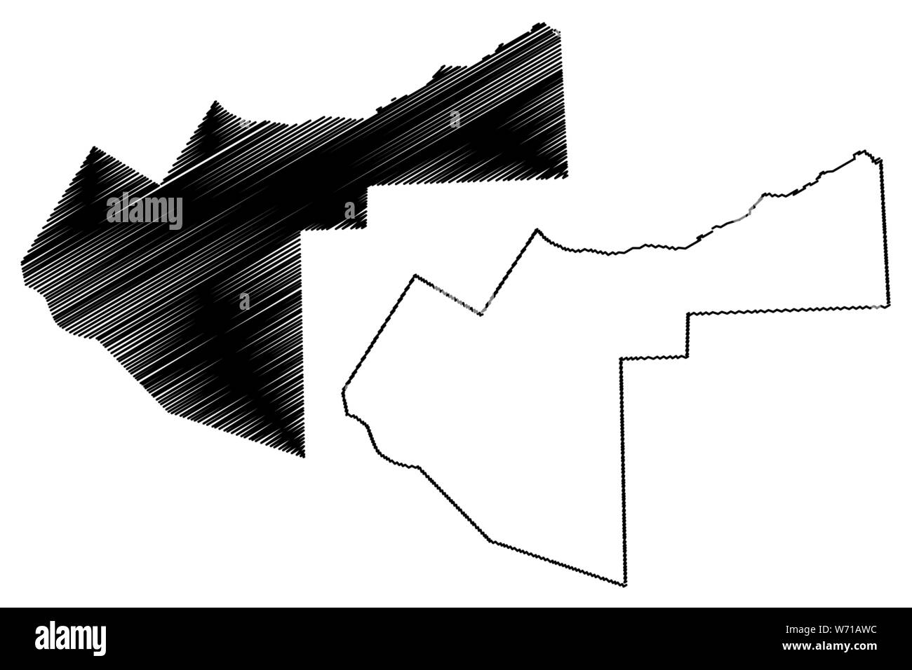 Woqooyi Galbeed région (République fédérale de Somalie, Corne de l'Afrique) map vector illustration, croquis Gribouillage à l'Maroodi Jeex site Illustration de Vecteur