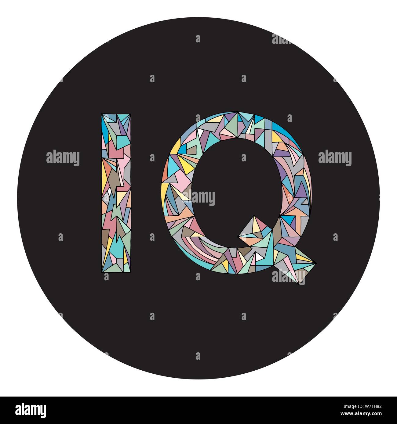 IQ symbole dessiné à la main la conception graphique. Abréviation de quotient intellectuel vector illustration. Illustration de Vecteur