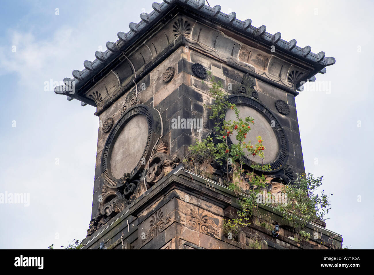 Glasgow, Ecosse, Royaume-Uni. 3 Août 2019 : photos de la Calédonie Road église libre dans l'Gorbals. Banque D'Images