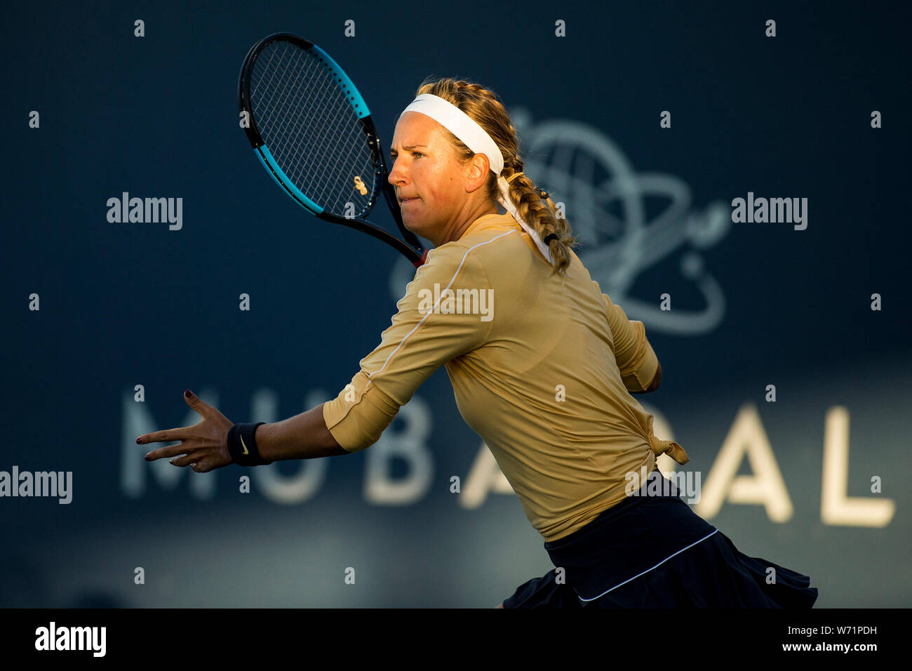 1 août 2019 : Victoria Azarenka (BLR) en action où elle a été défaite par Donna Vekic (CRO) 6-4, 6-3 au deuxième tour de la Silicon Valley Mubadala Classic à l'État de San Jose à San Jose, Californie. Tdamr/TennisClix © Lam/CSM Banque D'Images