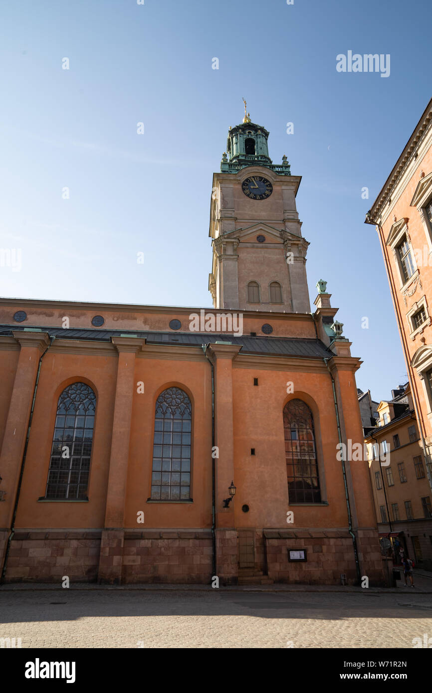 La grande église Storkyrkan (officiellement), l'église de Saint-Nicolas (Sankt Nikolai kyrka) Stockholm, Suède Banque D'Images
