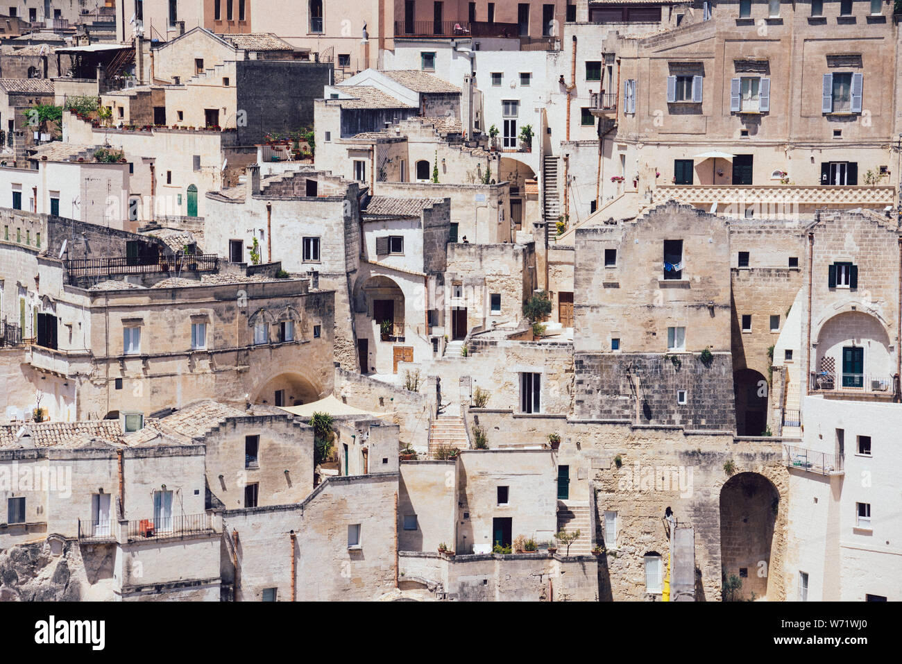 Matera, Capitale européenne de la Culture 2019, Basilicate, Italie. Sasso Barisano Banque D'Images