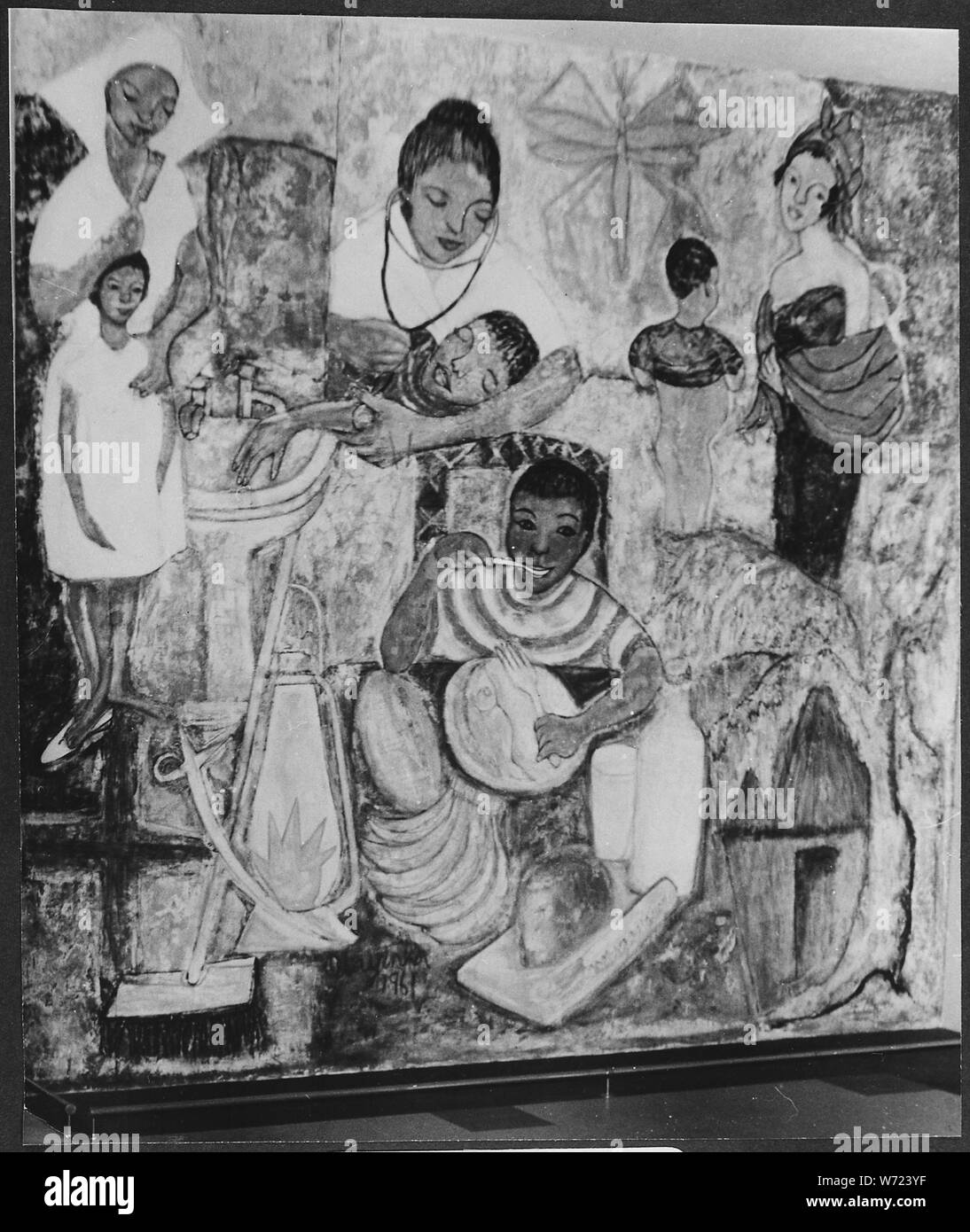 Enfant avec des aliments, 1961 ; General notes : La Section de peinture murale dans Children's Hospital Banque D'Images