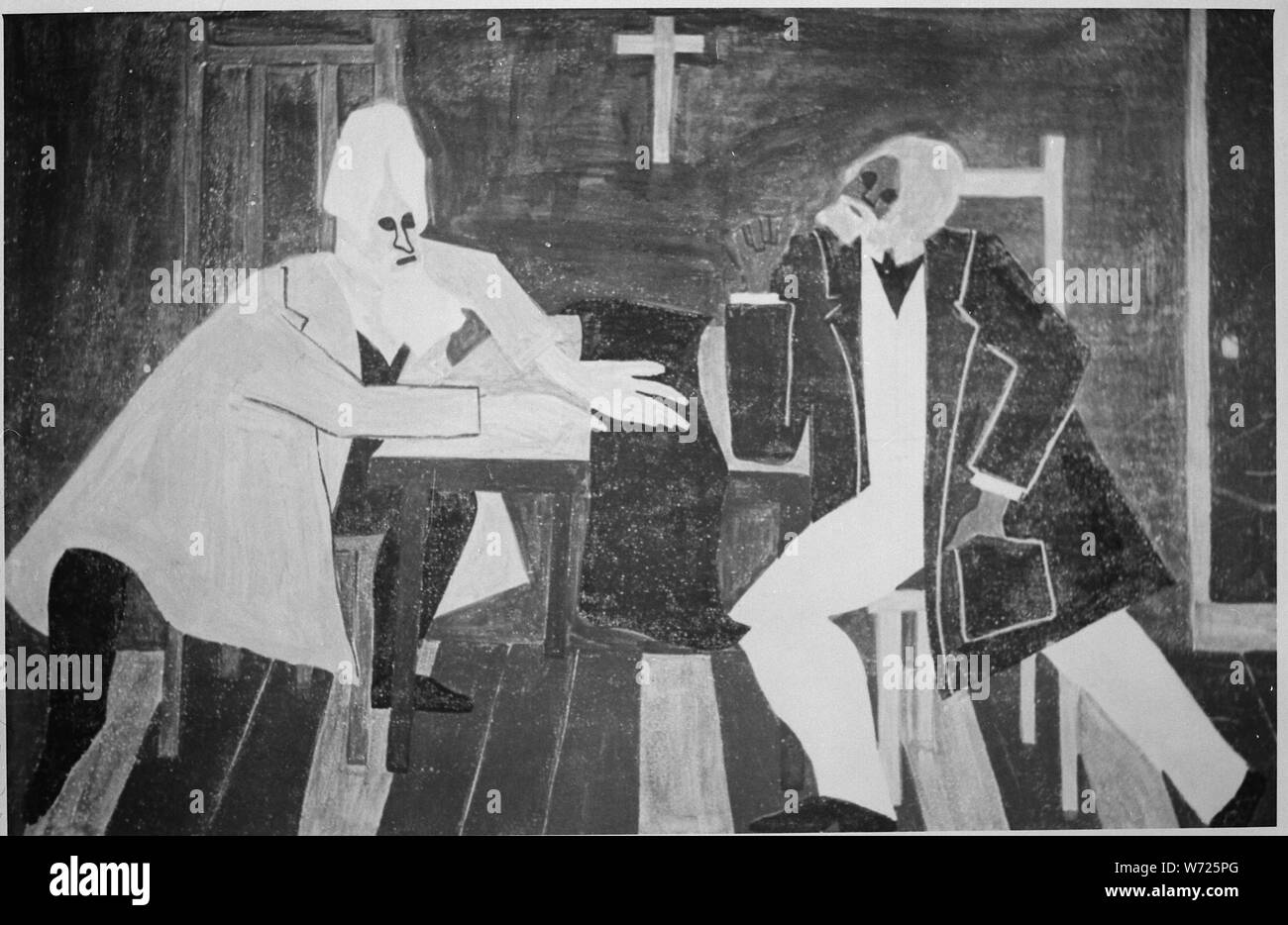 Douglass a plaidé contre John Brown's plan d'attaque l'arsenal de Harpers Ferry ; notes générales : la peinture. Banque D'Images