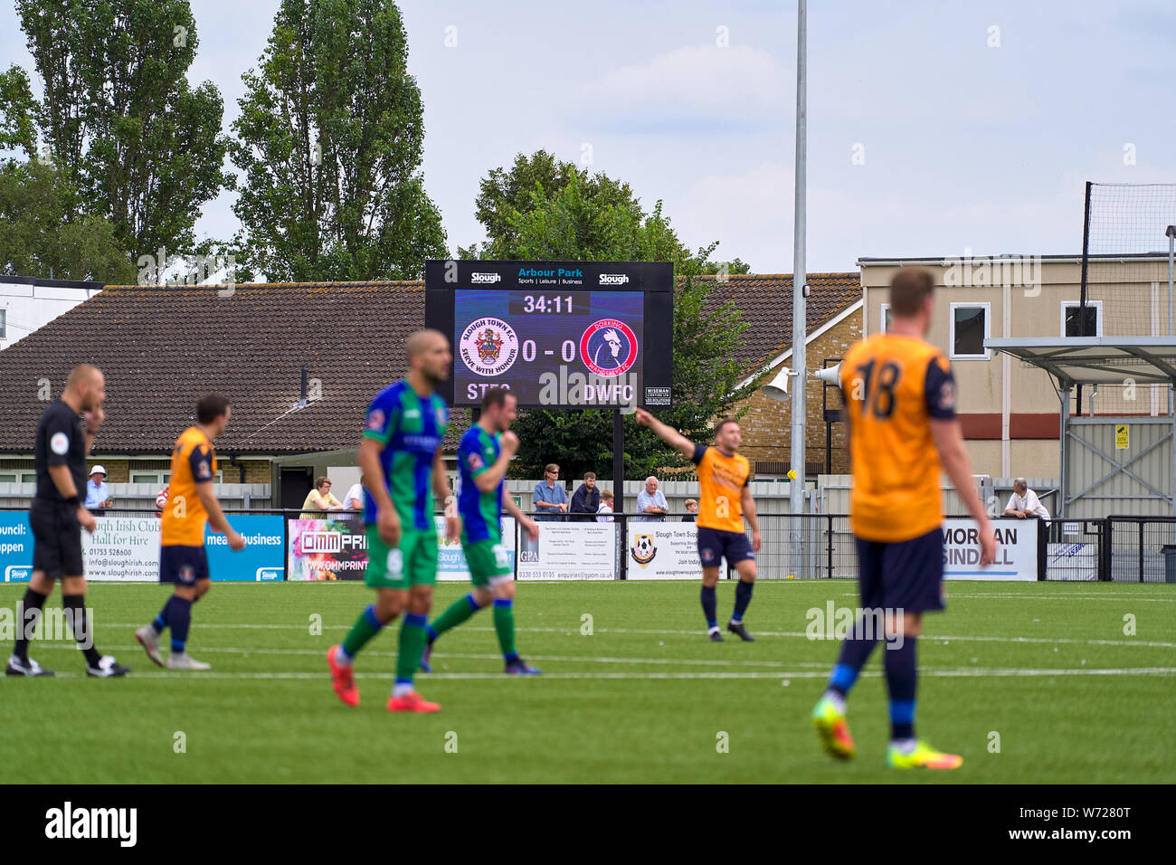 Slough Town FC vs Dorking Wanderers à Arbour Park, Slough, Berkshire, Angleterre le samedi 03 août 2019. Photo : Le juge Philip Benton Banque D'Images