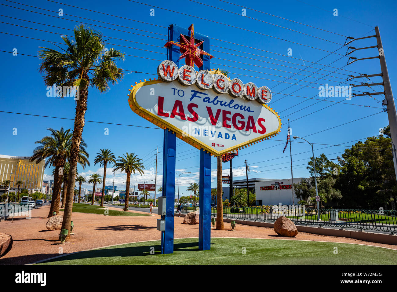 Las Vegas, Nevada, USA. 29 mai, 2019. Panneau Welcome to Fabulous Las Vegas. Journée de printemps ensoleillée, ciel bleu Banque D'Images