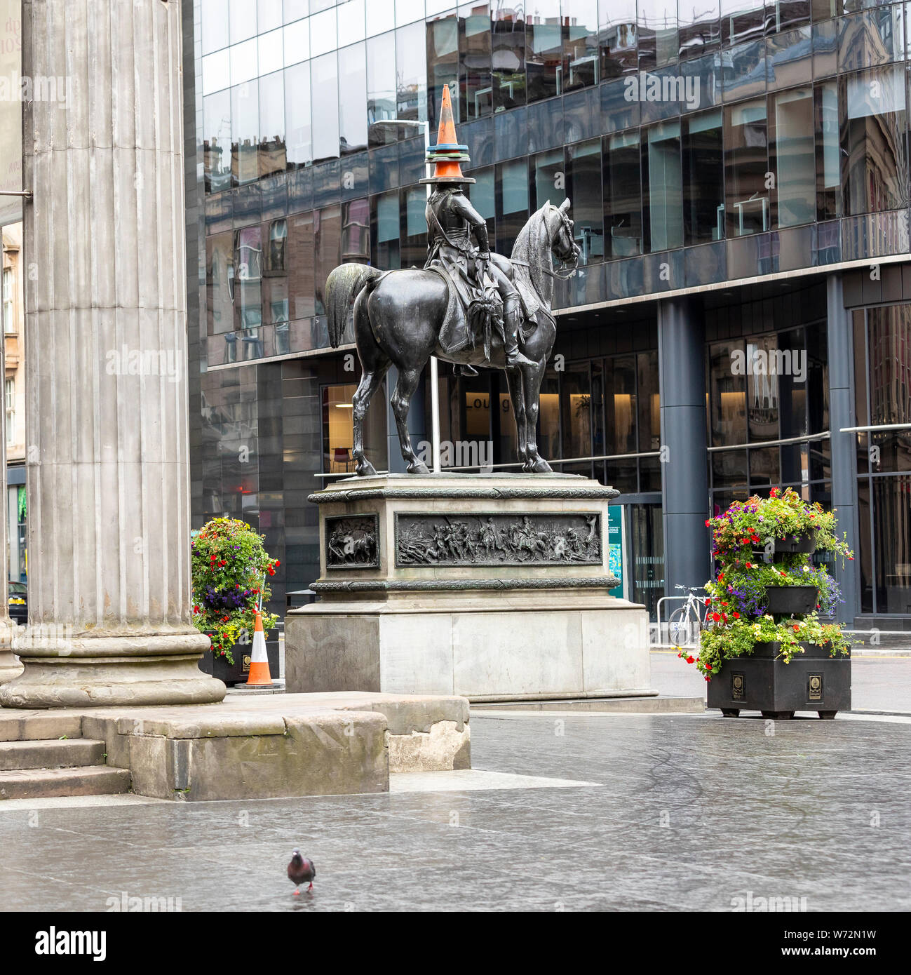 Duc de Wellington monument au Royal Exchange Square Banque D'Images