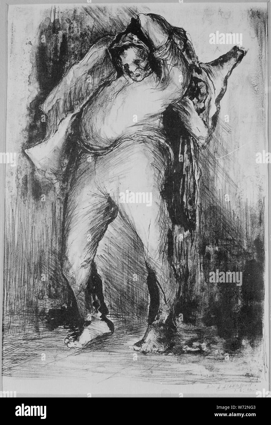 L'homme avec du boeuf, 1963 ; notes générales : Lithographie Banque D'Images