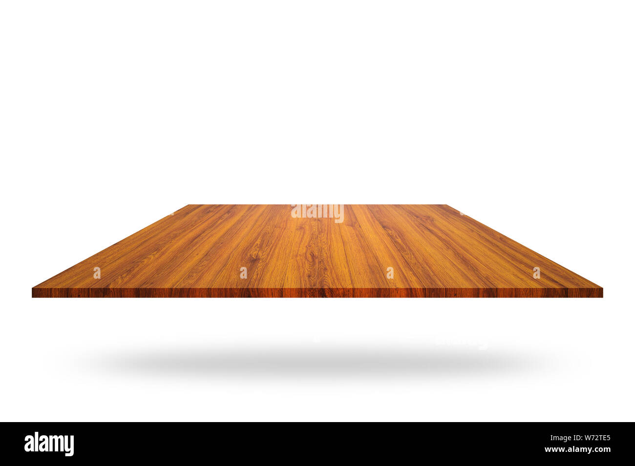 Vide haut de planche en bois ou un comptoir isolé sur fond blanc. Enregistré avec chemin de détourage. Montage photo ou pour l'affichage des produits Banque D'Images