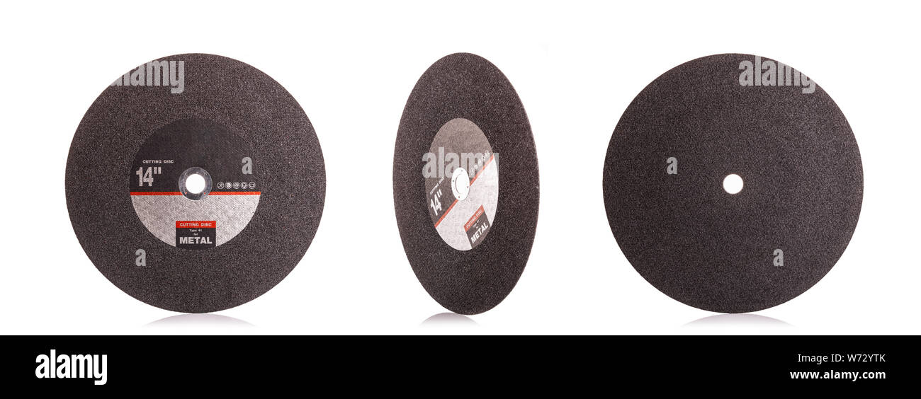 14 pouces noir nouveau disque à tronçonner pour métal isolé sur blanc backgrond Banque D'Images