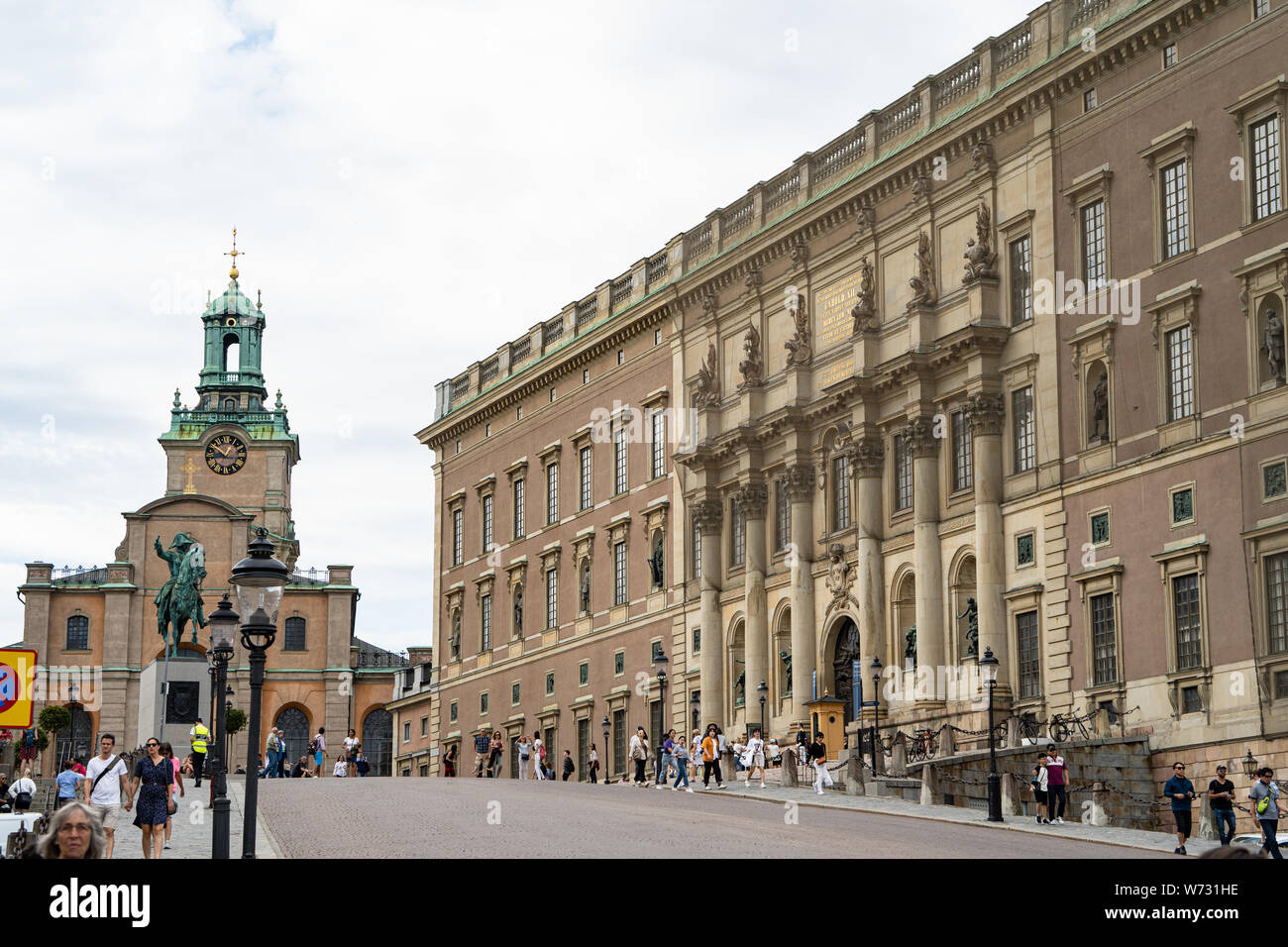 Le Palais Royal et la grande église Storkyrkan (officiellement), l'église de Saint-Nicolas (Sankt Nikolai kyrka) Stockholm, Suède Banque D'Images