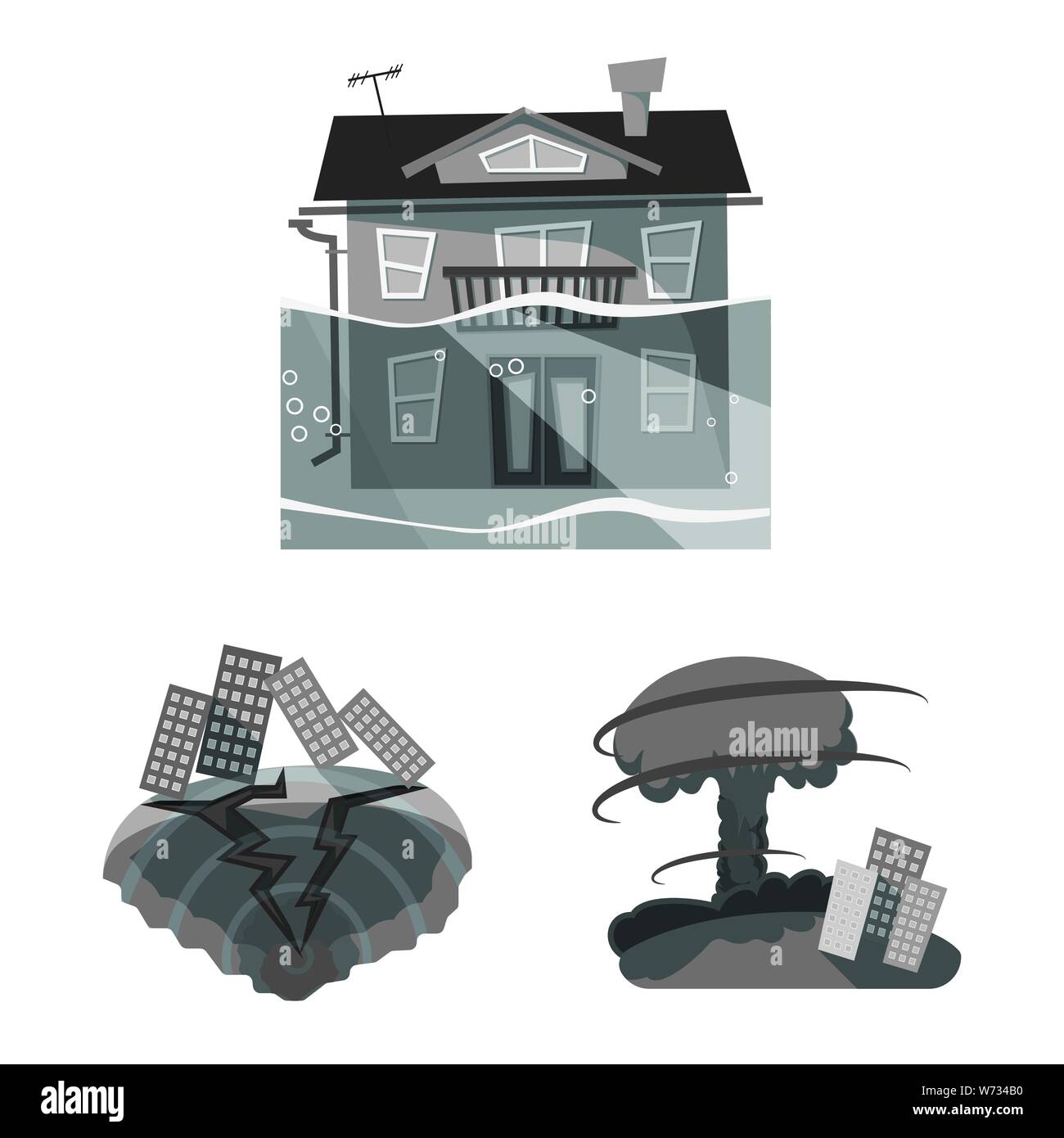 La conception de la nature et de vecteur symbole de l'apocalypse. Collection de la nature et de l'environnement, symbole de l'action pour le web. Illustration de Vecteur