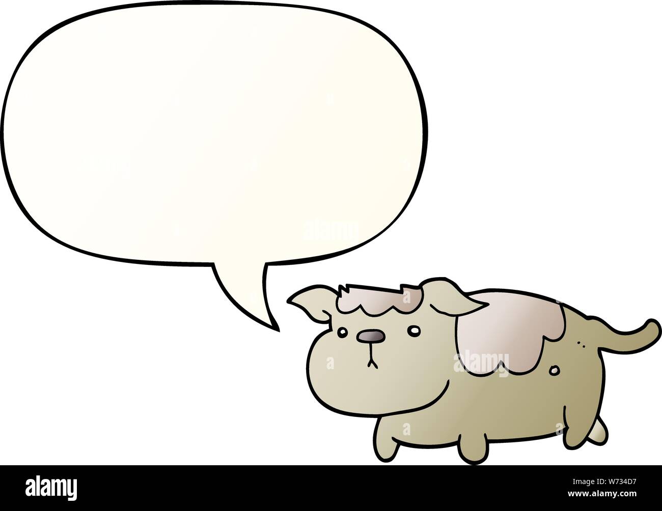 Cartoon dog avec bulle en bon style de dégradé Illustration de Vecteur