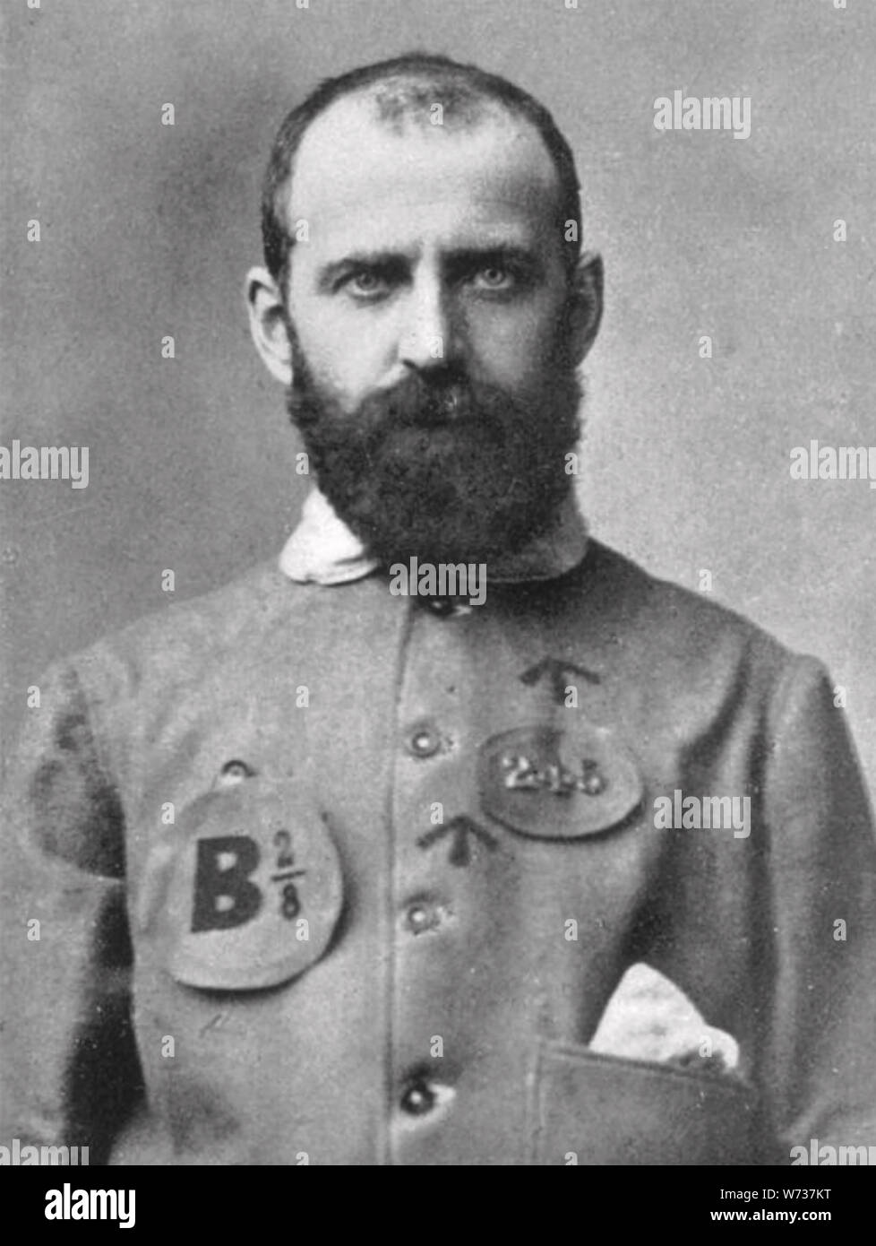 WILLIAM STEAD (1849-1912) Journaliste et éditeur anglais comme un prisonnier à Coldbath-dans-le-champs en novembre 1885 au cours de ses trois mois d'emprisonnement pour l'acquisition d'un enfant. Banque D'Images