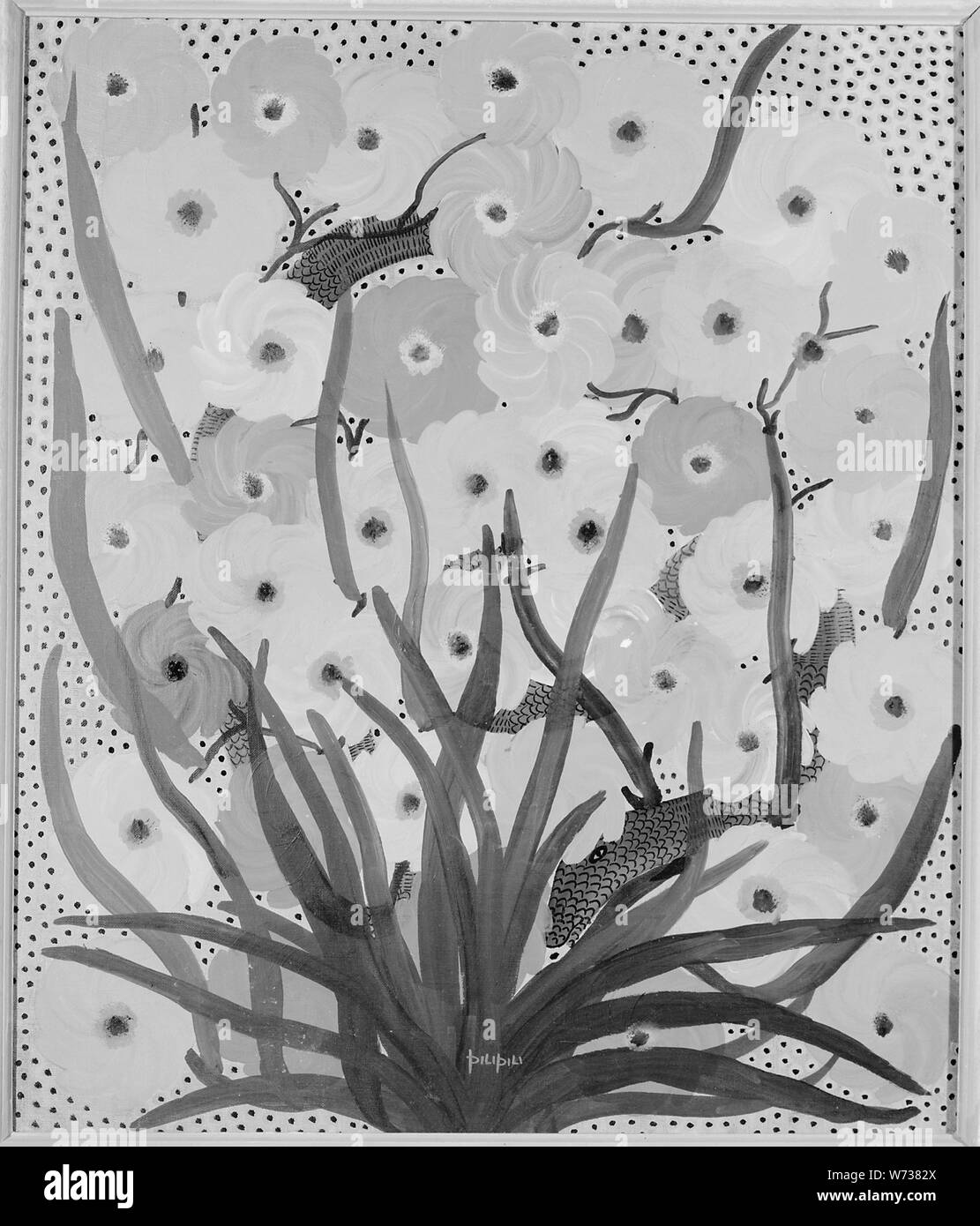 Au milieu des serpents fleurs ; notes générales : l'huile Banque D'Images