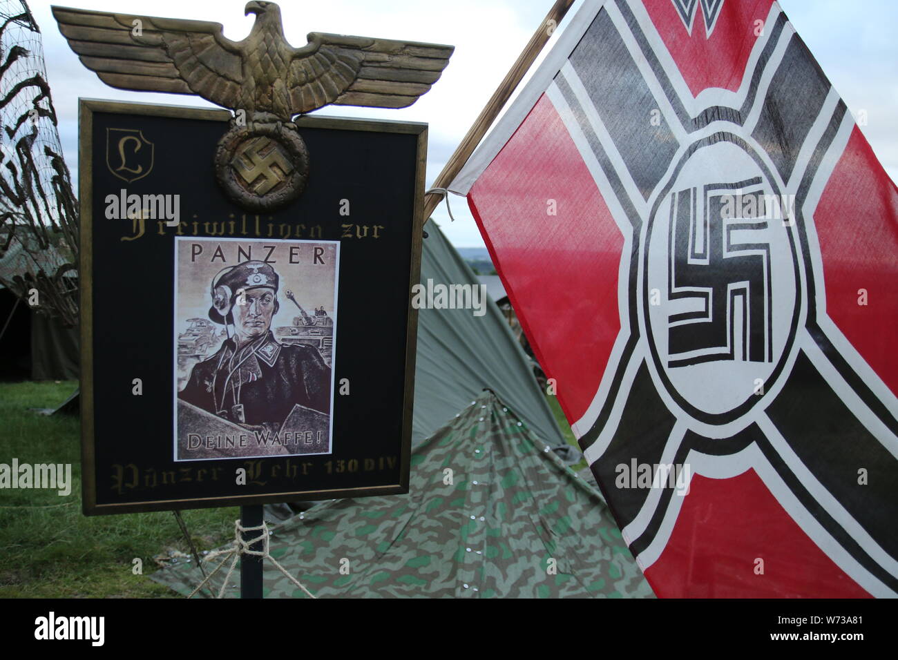 6 juillet 2019 Guerre Bradford-Yorkshire - Week-end allemand nazi de WW2 Drapeau et l'emblème de l'Aigle Panzer Banque D'Images