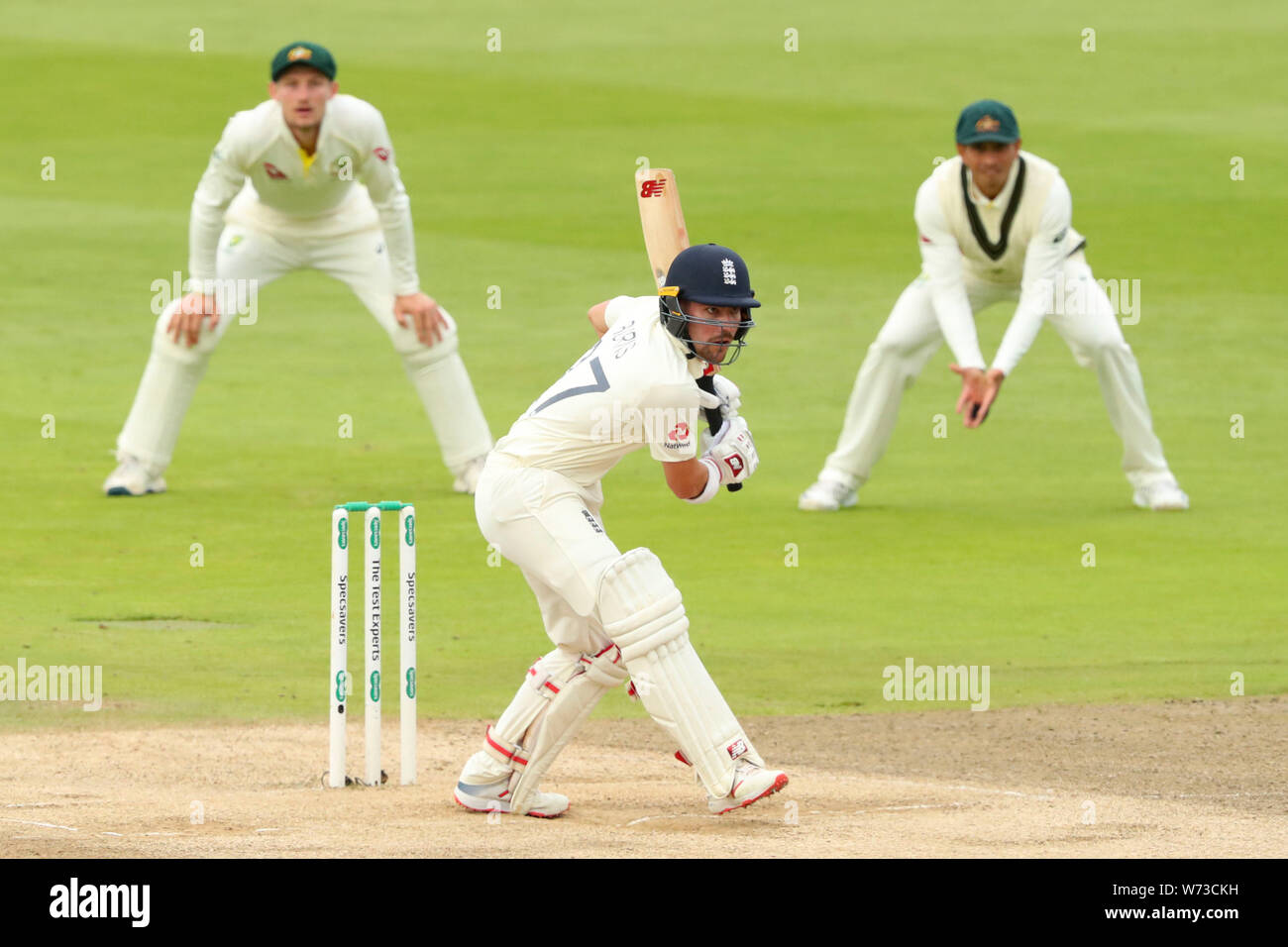 BIRMINGHAM, ANGLETERRE. 04 AOÛT 2019 : Rory Burns de l'Angleterre pendant au bâton jour 3 du 1er Test Match Cendres Specsavers, au terrain de cricket d'Edgbaston, Birmingham, Angleterre. Banque D'Images