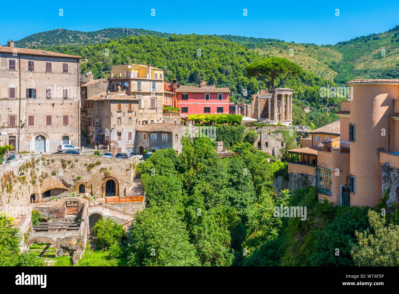 Vue panoramique à Tivoli, province de Rome, Latium, Italie centrale. Banque D'Images