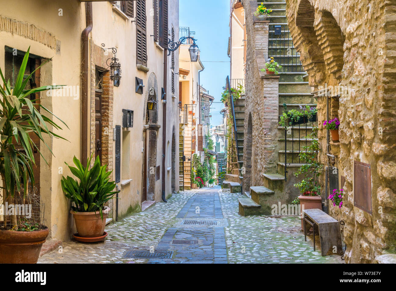 Vue panoramique à Torri in Sabina, beau village dans la province de Rieti, Latium, Italie. Banque D'Images