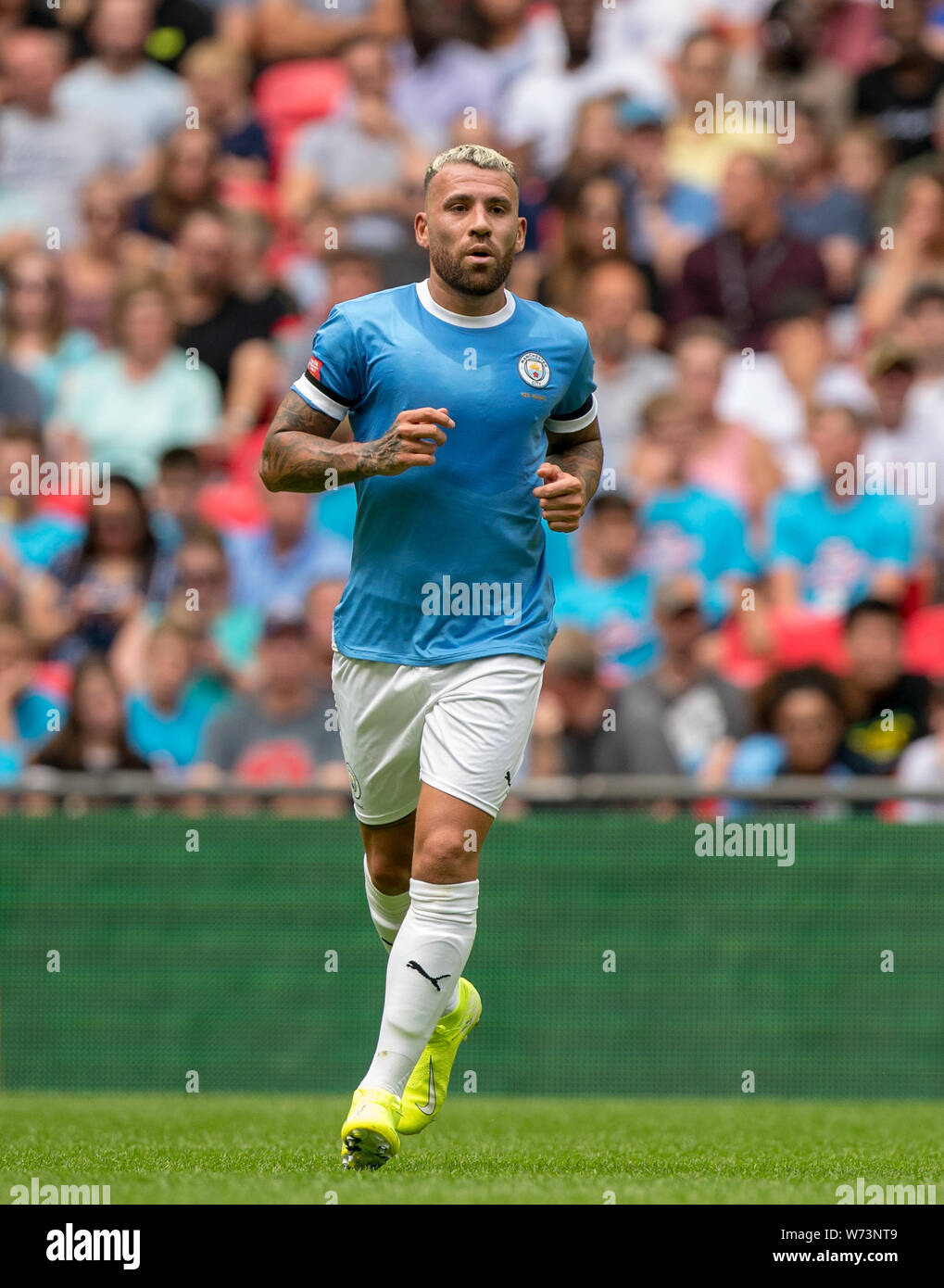 Londres, Royaume-Uni. Le 04 août, 2019. Nicol‡s Otamendi de Man City pendant le match entre FA Community Shield Manchester City et Liverpool au stade de Wembley, Londres, Angleterre le 4 août 2019. Photo par Andy Rowland. Credit : premier Media Images/Alamy Live News Banque D'Images