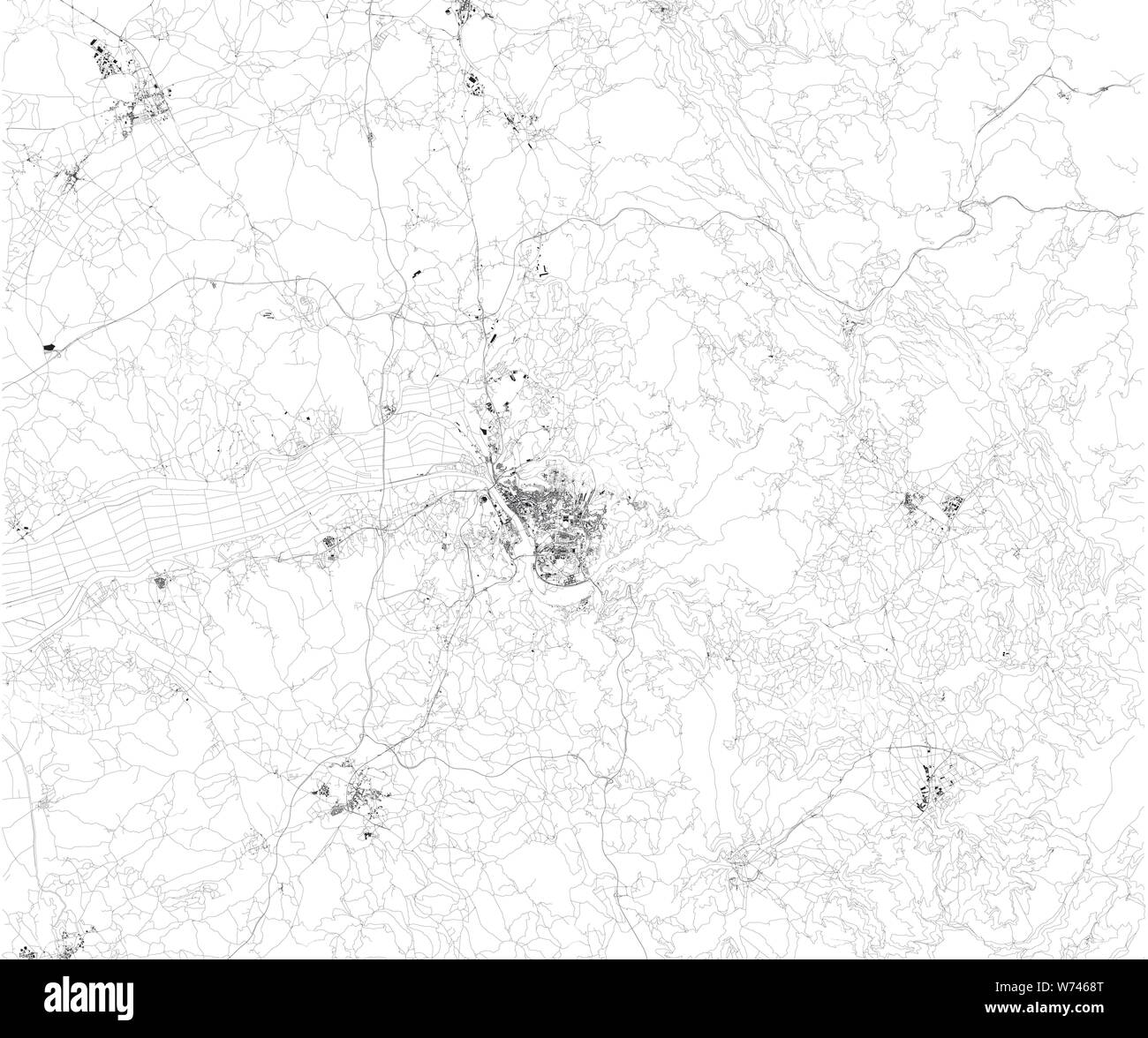 Carte Satellite de Coimbra, Portugal. Carte des rues et bâtiments du centre-ville. L'Europe Illustration de Vecteur
