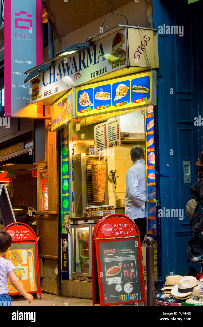 Restaurant Kebab au Quartier Latin. France, Paris, octobre, 04, 2014 Banque D'Images