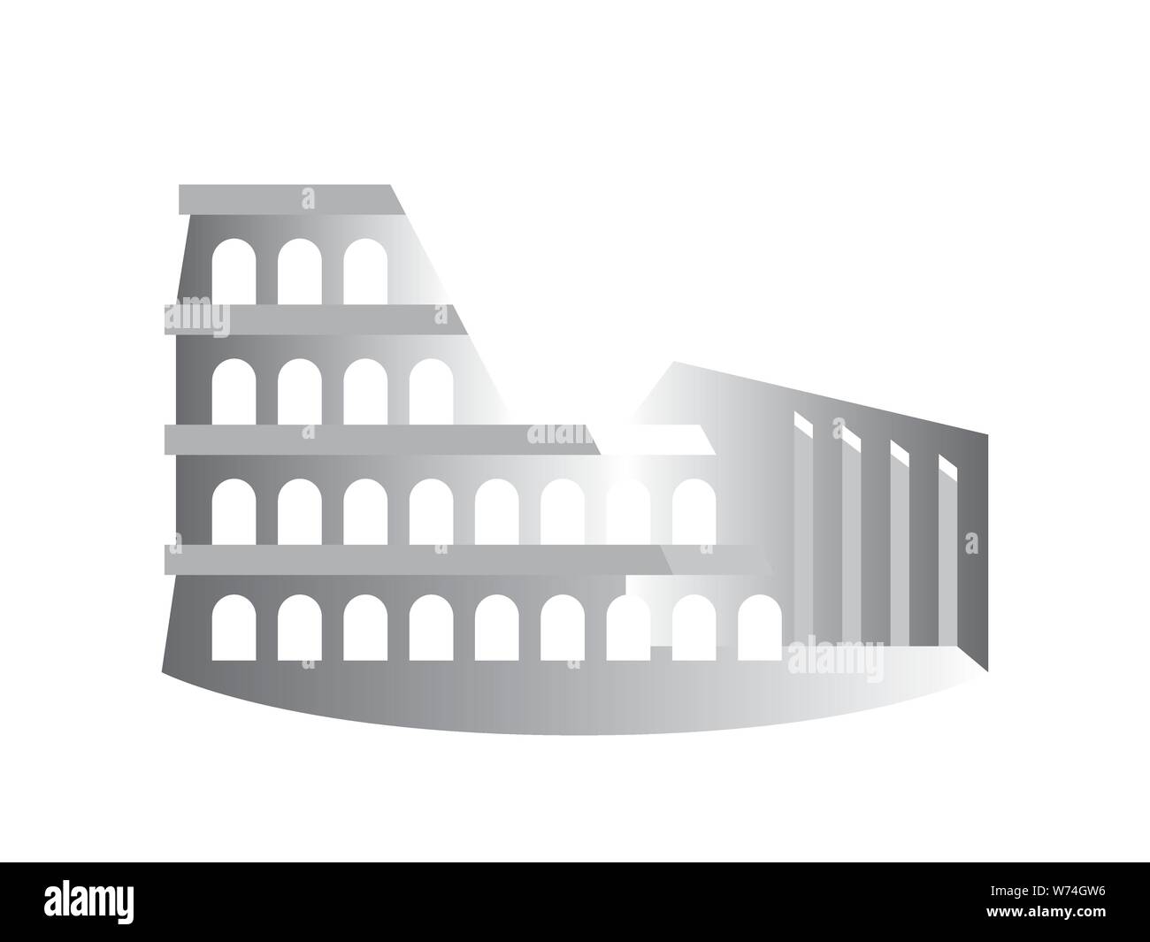 Le Colisée (Colisée), également connu sous le nom de l'amphithéâtre Flavien, Rome, Italie. Dessin stylisé. Illustration de Vecteur