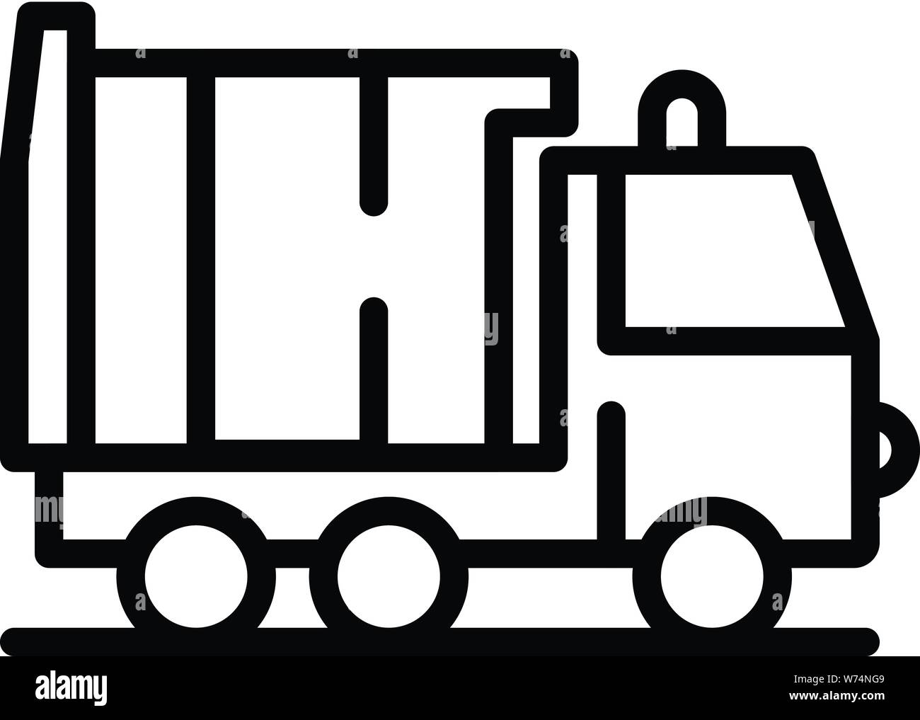 L'icône de camions à ordures, style contour Illustration de Vecteur